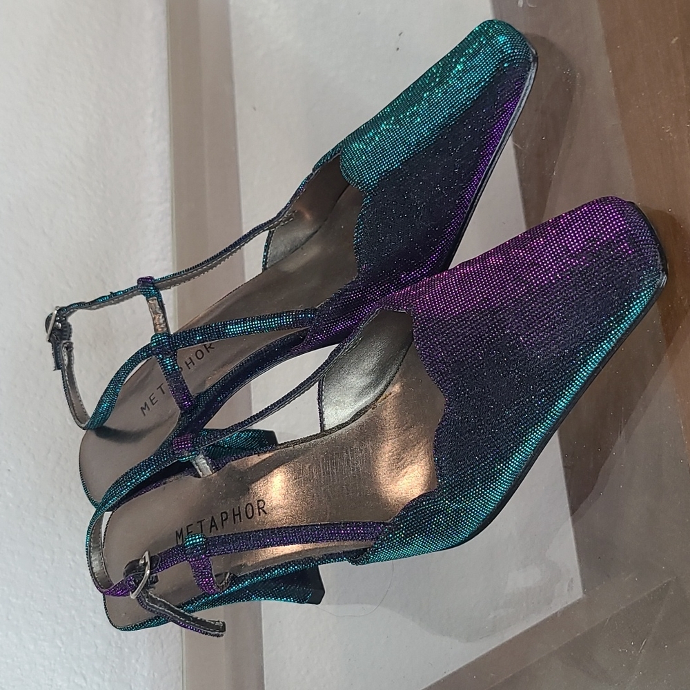 Metaphor Mermaid heels size 6 retro pastel goth iridescent teal purple